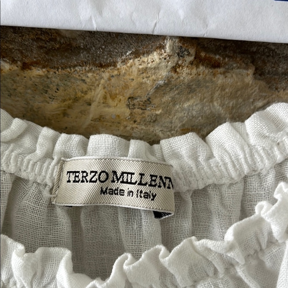 Terzo Millennio White Ruffle Blouse - Picture 2 of 4